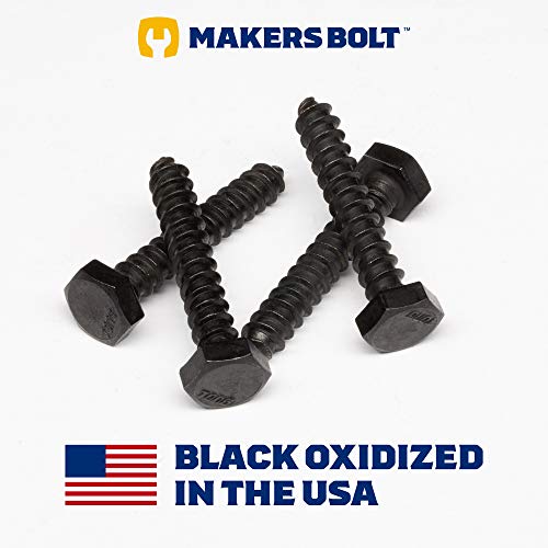 MAKERS BOLT 1/4" x 1-1/2" Stainless Steel Hex Lag Bolts (25 pcs) Black Oxidized in USA by Makers Bolt - Image 2