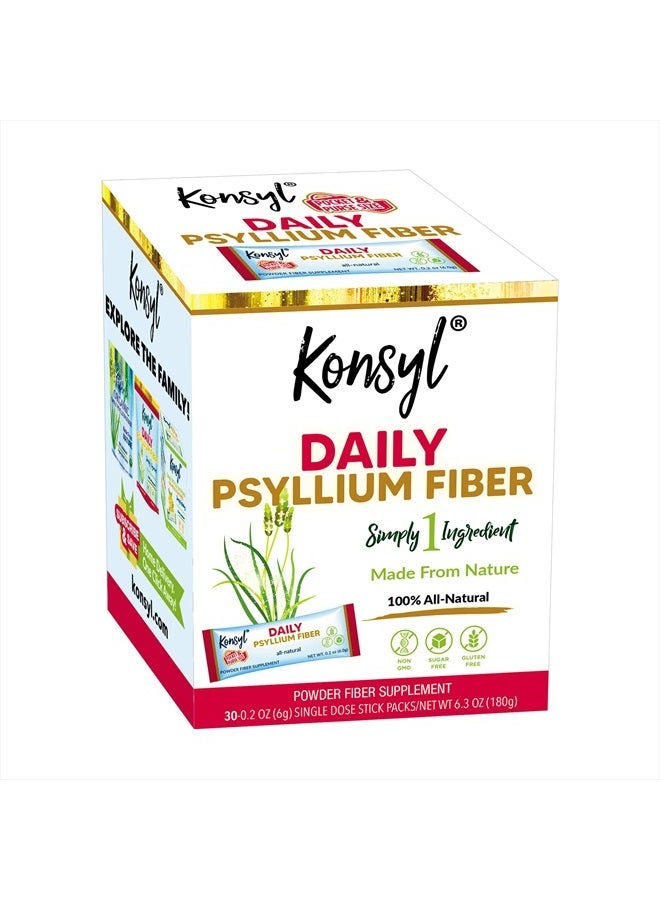 Konsyl عبوات يومية من ألياف السيليوم - مسحوق مكمل ألياف سهل الحمل - ألياف قابلة للذوبان طبيعية بالكامل، خالية من الغلوتين والسكر، نباتية وكيتو - 30 عبوة - Image 1