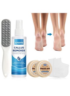 XIFEPFR Callus Remover, Foot Scrubber Dead Skin Remover, Exfoliating Foot Spray, Spa Pedicure Treatment with Foot File, Cracked Heel Repair Cream, Silicone Heel Protector