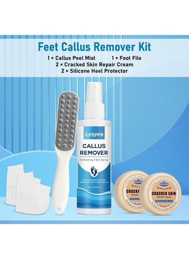 Xifepfr - XIFEPFR Callus Remover, Foot Scrubber Dead Skin Remover, Exfoliating Foot Spray, Spa Pedicure Treatment with Foot File, Cracked Heel Repair Cream, Silicone Heel Protector - Image 1