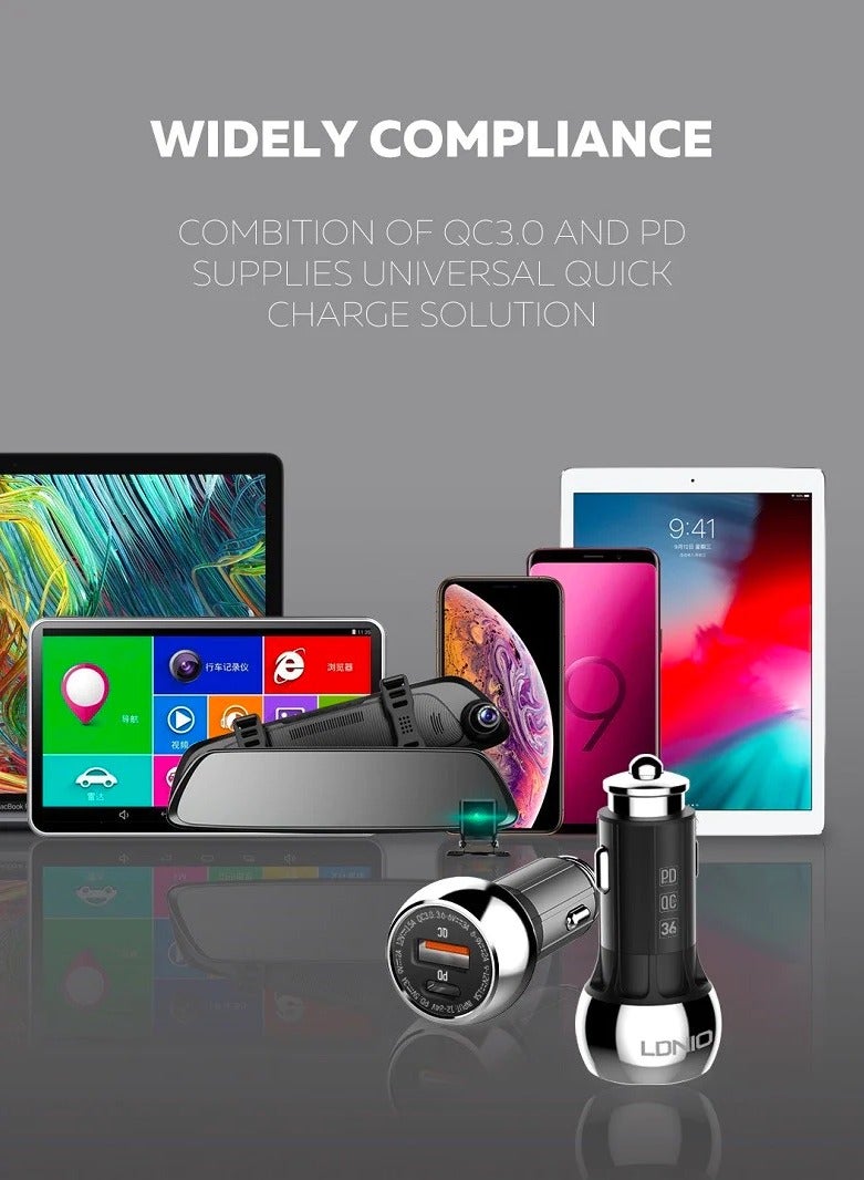LDNIO Car Charger USB C, 2-Port Type C Car Charger Fast Charging Adapter for iPhone 16 15 Pro Max, Dual Apple iPhone Car Fast Charger for iPhone 16 15 14 13 12 Pro Plus Max,iPad,Samsung  - Image 1