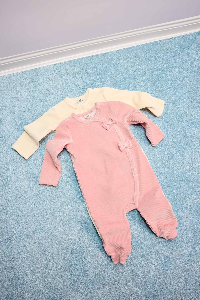 DeFacto Baby Girl Newborn Christmas Themed Velvet Jumpsuit - Image 3