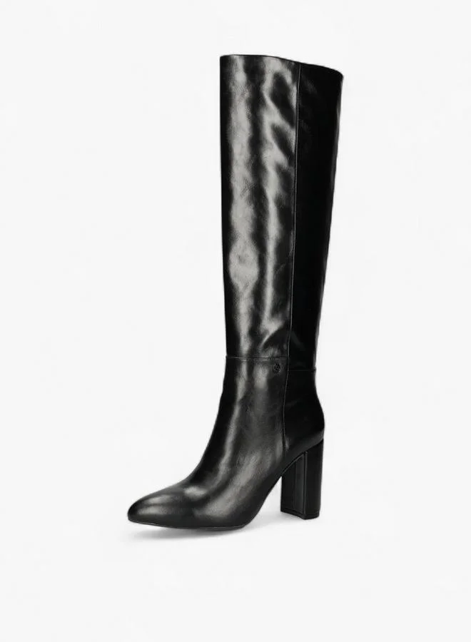 MEXX BLACK Solid High Shaft Boots with Block Heel for Women | Best Price UAE