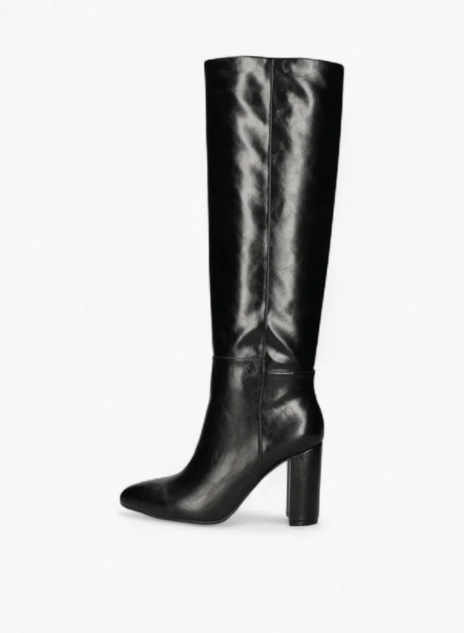 MEXX BLACK Solid High Shaft Boots with Block Heel for Women | Best Price UAE