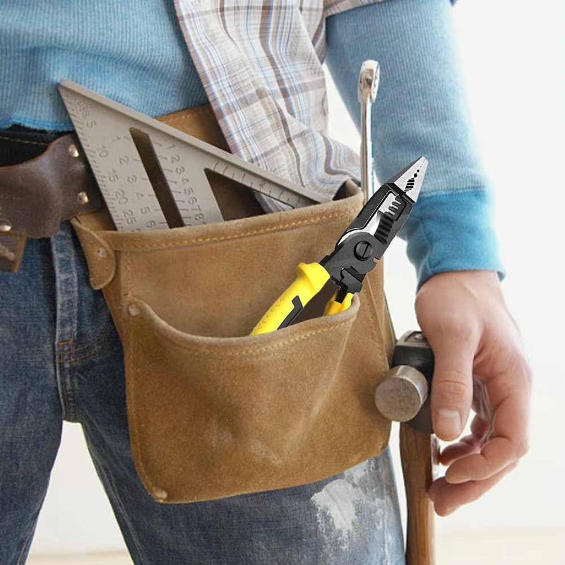 UpToDateTools Yellow 6in1 MultiFunctional Wire Stripper Scissors Electricity Wire Stripper Pliers Cutting Cable With Electrical Measuring Pliers - Image 3