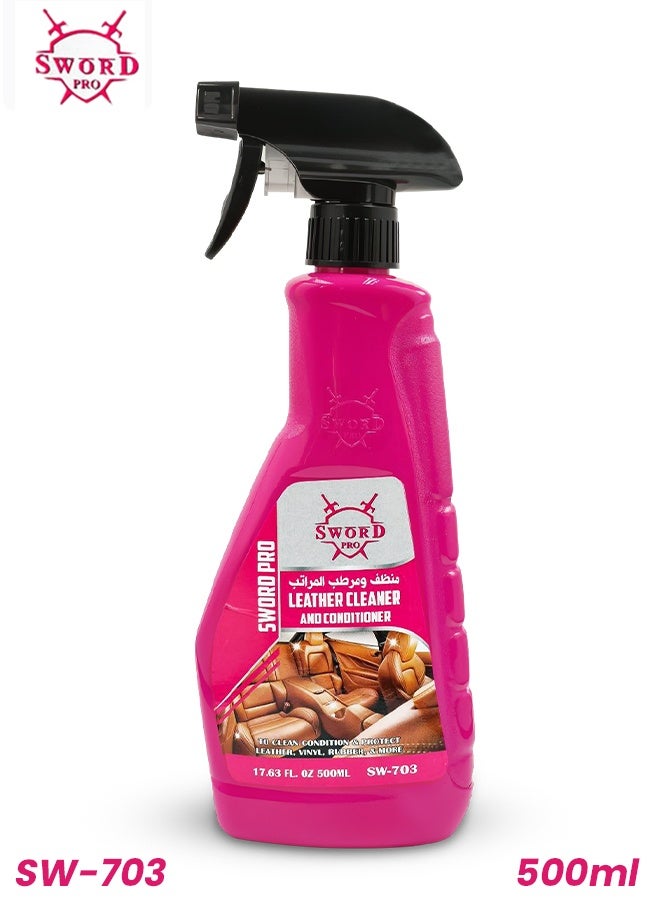Sword Pro Leather Cleaner and Conditioner 500ml Premium Car Leather Care Spray for Seats, Interior, Upholstery, Shoes, Bags Deep Cleaning, Conditioning, UV Protection, Anti-Crack, Anti-Fade Formula SW-703 - Image 1