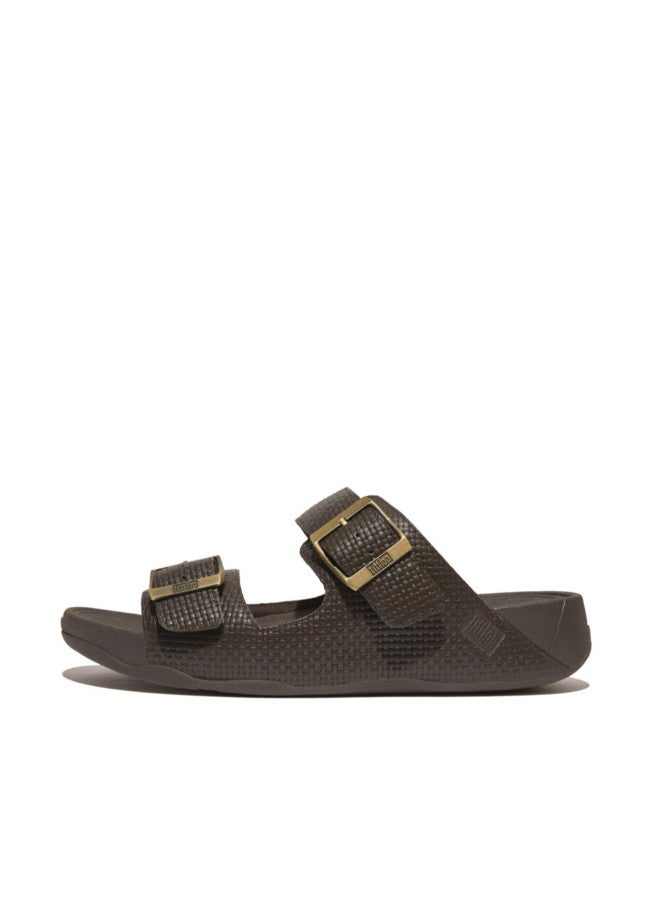 FitFlop 049-778 شبشب رجالي من Fitflop Gogh Moc مصنوع من الجلد بإبزيم منسوج HA8-167 بلون الشوكولاتة  - Image 1