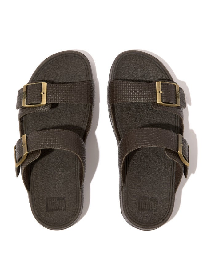 FitFlop 049-778 شبشب رجالي من Fitflop Gogh Moc مصنوع من الجلد بإبزيم منسوج HA8-167 بلون الشوكولاتة  - Image 2