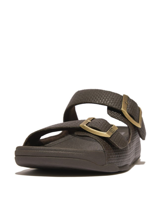 FitFlop 049-778 شبشب رجالي من Fitflop Gogh Moc مصنوع من الجلد بإبزيم منسوج HA8-167 بلون الشوكولاتة  - Image 4
