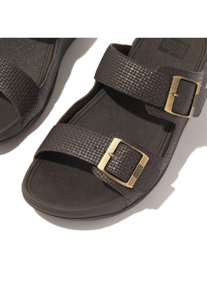 FitFlop 049-778 شبشب رجالي من Fitflop Gogh Moc مصنوع من الجلد بإبزيم منسوج HA8-167 بلون الشوكولاتة  - Image 3