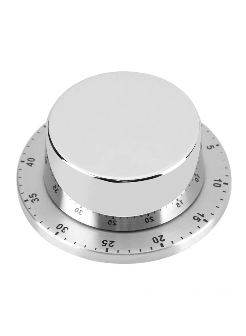 Manual Timer, 60 Minute Professional Mechanical Kitchen Timer With Magnetic Base, Countdown Cooking Baking Timing Tool, Loud Alarm Sound And Easy To Stick On Any Surface(Silver) - Image 1