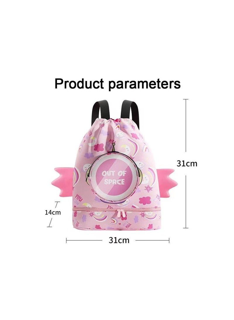 Generic 1-Piece Dry Wet Separation Fitness Bag,Waterproof Beach Swimming Bag Storage Backpack,Sports Equipment Swimming Bag,School Dry and Wet Separated Backpack with Storage Layer for Special Items and Glass  - Image 4