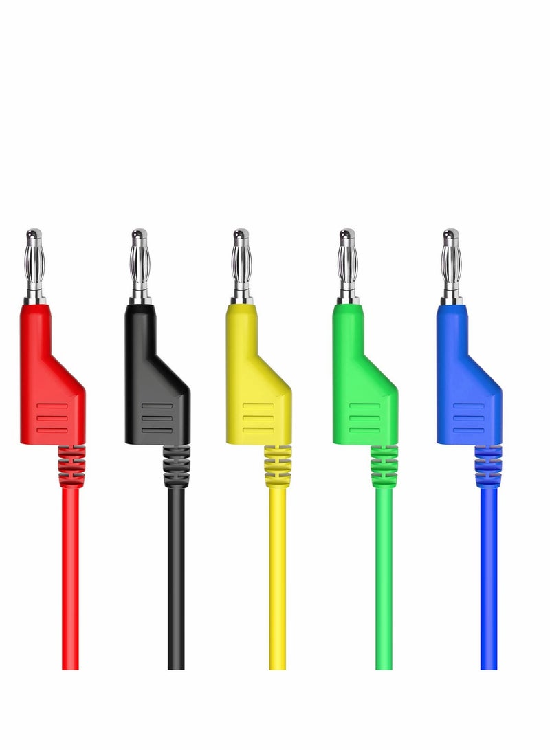 Excefore Double-ended 4mm Banana Plug Test Leads Stackable Copper Pulg Soft Cables for Laboratory Multimeter Electric Testing  5PCS - Image 2