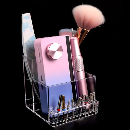 ANGNYA Nail Drill Holder Grinding Bit Storage Box, 10 Holes Transparent Nail Drill Bit Holder Plastic Nail Drill Tool Organizer Manicure Tools Display Box for Nail Tech Supplies - Image 1