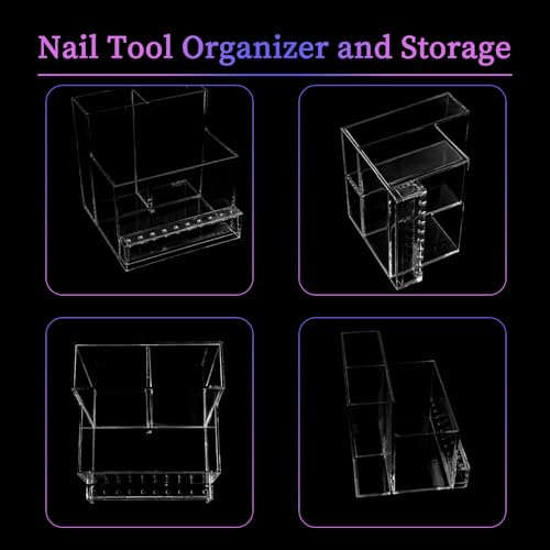 ANGNYA Nail Drill Holder Grinding Bit Storage Box, 10 Holes Transparent Nail Drill Bit Holder Plastic Nail Drill Tool Organizer Manicure Tools Display Box for Nail Tech Supplies - Image 4