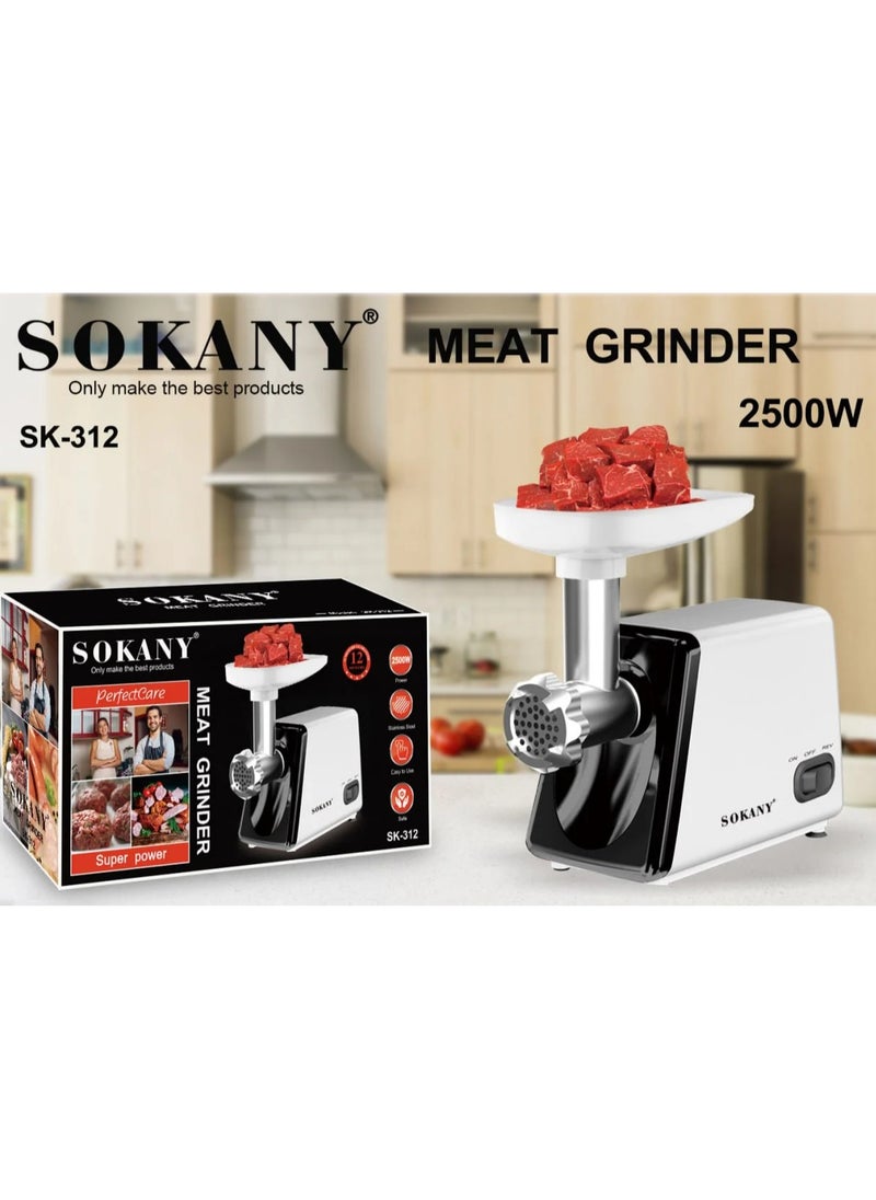 sokany Sokany SK-312 2500W Stainless Steel Electric Meat Grinder (1 Year Warranty)  - Image 1