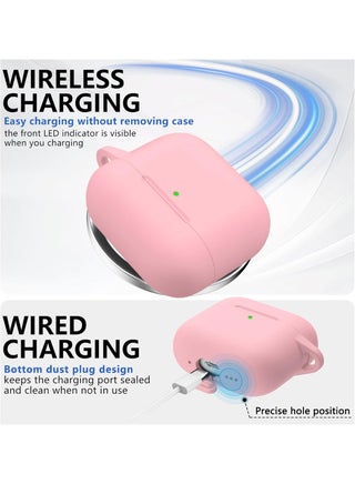 Soft Silicone Protective Case Cover for AirPods 4 with Cleaner Kit and Keychain(Pink) - view 5