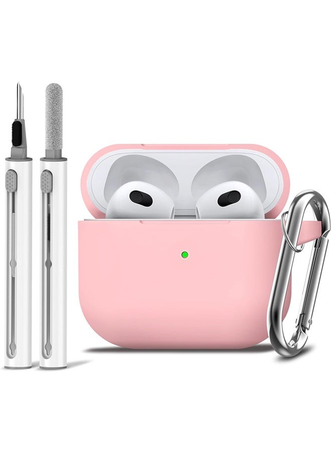 SJet Soft Silicone Protective Case Cover for AirPods 4 with Cleaner Kit and Keychain(Pink)  - Image 1