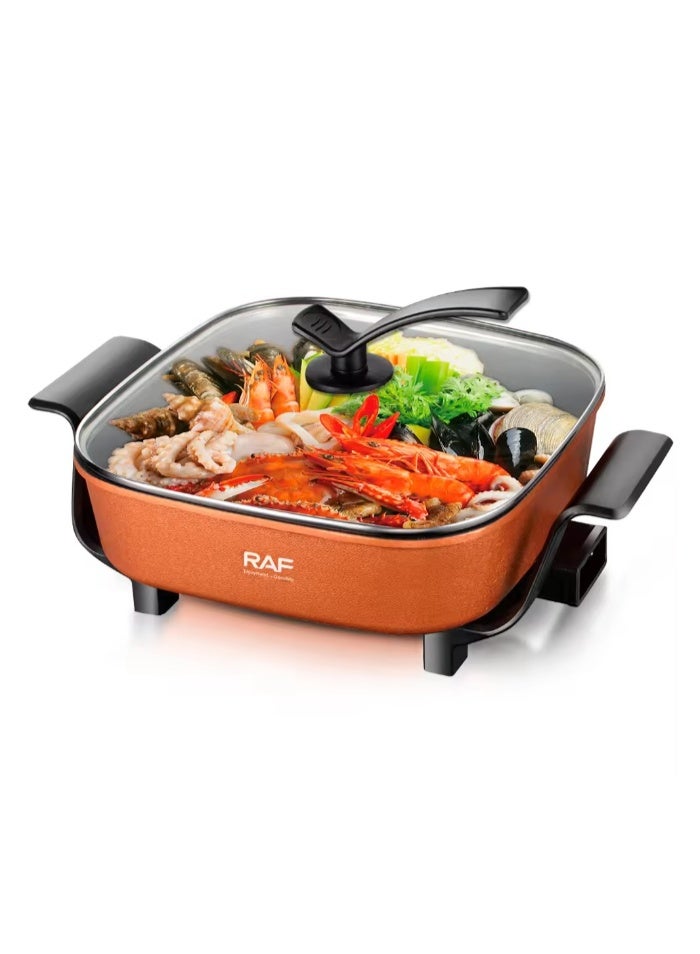 RAF Multi-functional Electric Hot Pot 5L 1200W with Knob Control, Non-stick Coating, Fast Heating Cooker for Soup, Noodles, Stew, Hotpot & Family Meals - Image 2