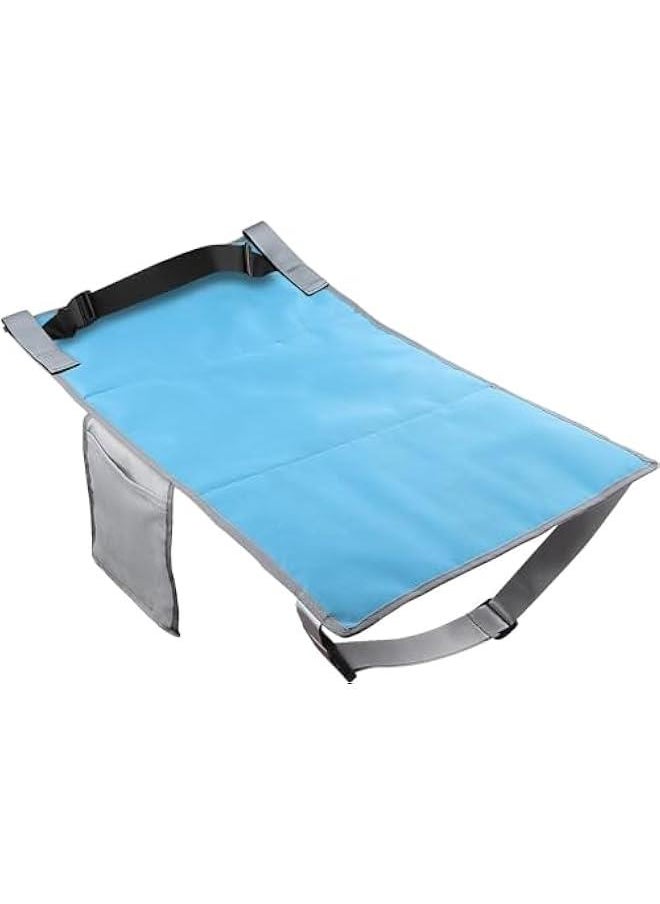 HOOKOR Kids Airplane Footrest, Portable Travel Foot/Leg Rest Hammock Toddler Bed Airplane Seat Extender Mat with Storage Pocket Fits Airplane Flights/High-Speed Rail Seat/Cars/Buses/Trains (Blue)  - Image 1