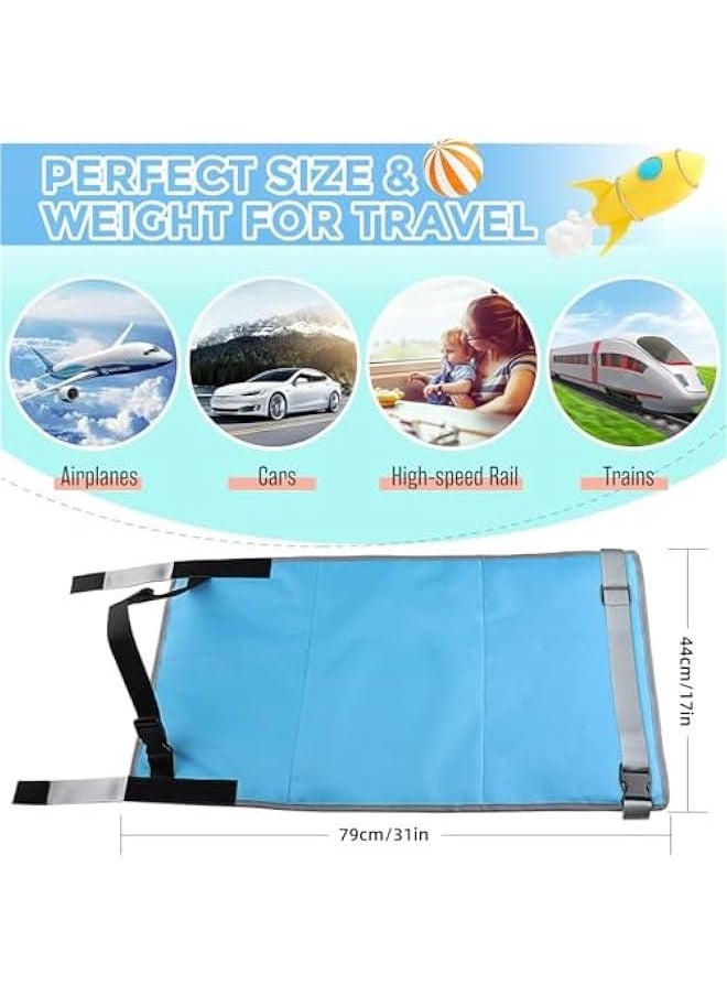 HOOKOR Kids Airplane Footrest, Portable Travel Foot/Leg Rest Hammock Toddler Bed Airplane Seat Extender Mat with Storage Pocket Fits Airplane Flights/High-Speed Rail Seat/Cars/Buses/Trains (Blue)  - Image 2