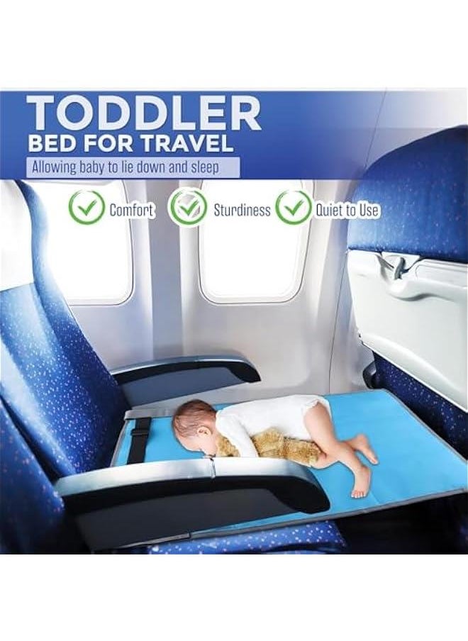 HOOKOR Kids Airplane Footrest, Portable Travel Foot/Leg Rest Hammock Toddler Bed Airplane Seat Extender Mat with Storage Pocket Fits Airplane Flights/High-Speed Rail Seat/Cars/Buses/Trains (Blue)  - Image 3