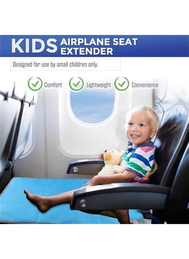 HOOKOR Kids Airplane Footrest, Portable Travel Foot/Leg Rest Hammock Toddler Bed Airplane Seat Extender Mat with Storage Pocket Fits Airplane Flights/High-Speed Rail Seat/Cars/Buses/Trains (Blue)  - Image 4