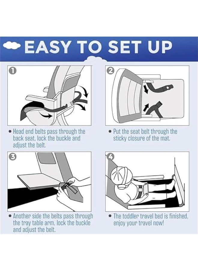 HOOKOR Kids Airplane Footrest, Portable Travel Foot/Leg Rest Hammock Toddler Bed Airplane Seat Extender Mat with Storage Pocket Fits Airplane Flights/High-Speed Rail Seat/Cars/Buses/Trains (Blue)  - Image 5