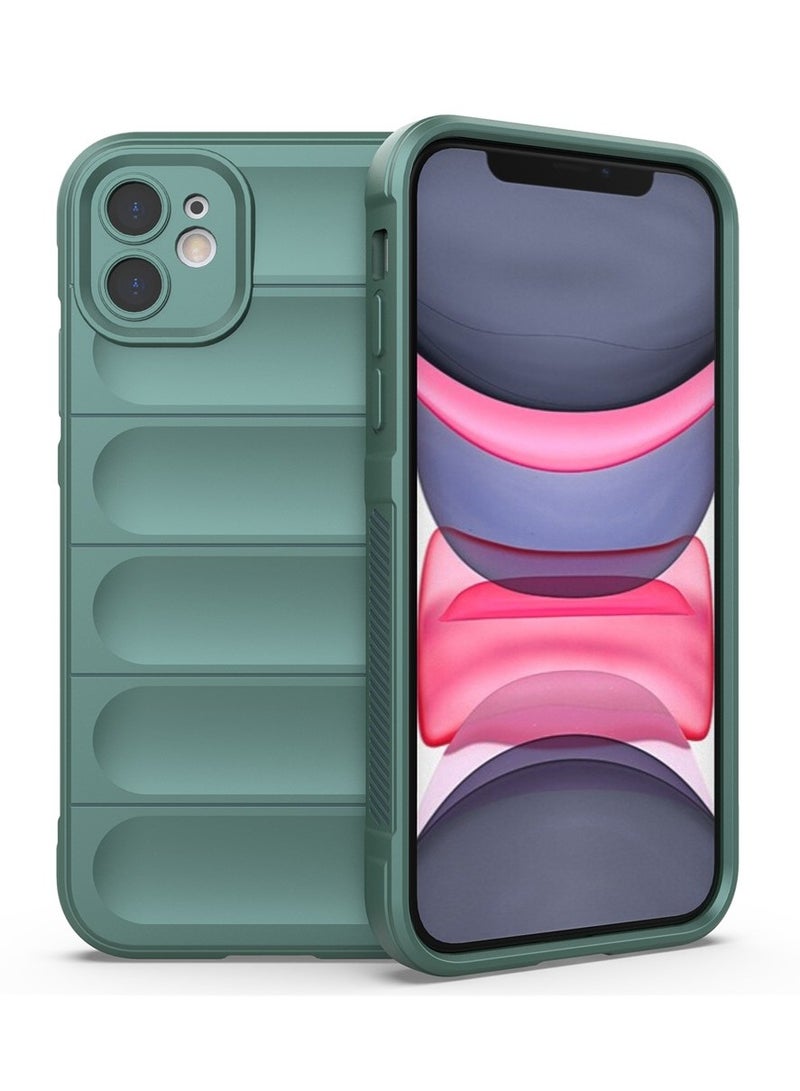 Color Fans Silicone Case for iPhone 11 Anti-Scratch Microfiber Lining Shockproof Case with Camera Protection Green - Image 1