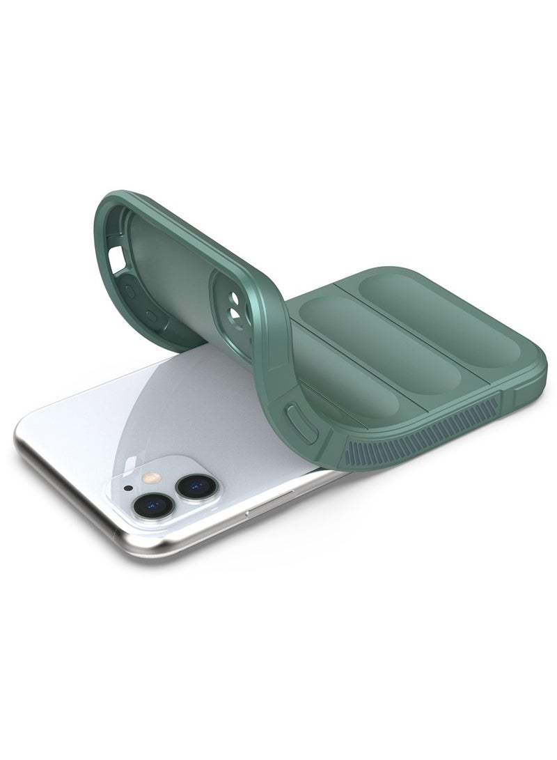 Color Fans Silicone Case for iPhone 11 Anti-Scratch Microfiber Lining Shockproof Case with Camera Protection Green - Image 3
