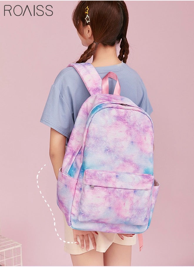 roaiss - 3PCS Stylish Girls School Backpack with Galaxy Print Fits 15 Inch Laptop Insulated Lunch Bag for Teens Boys and Kids Multicolor(School Bag + Lunch Box Bag + Pen Bag) - Image 1