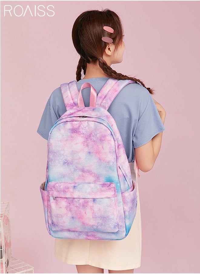 roaiss - 3PCS Stylish Girls School Backpack with Galaxy Print Fits 15 Inch Laptop Insulated Lunch Bag for Teens Boys and Kids Multicolor(School Bag + Lunch Box Bag + Pen Bag) - Image 1