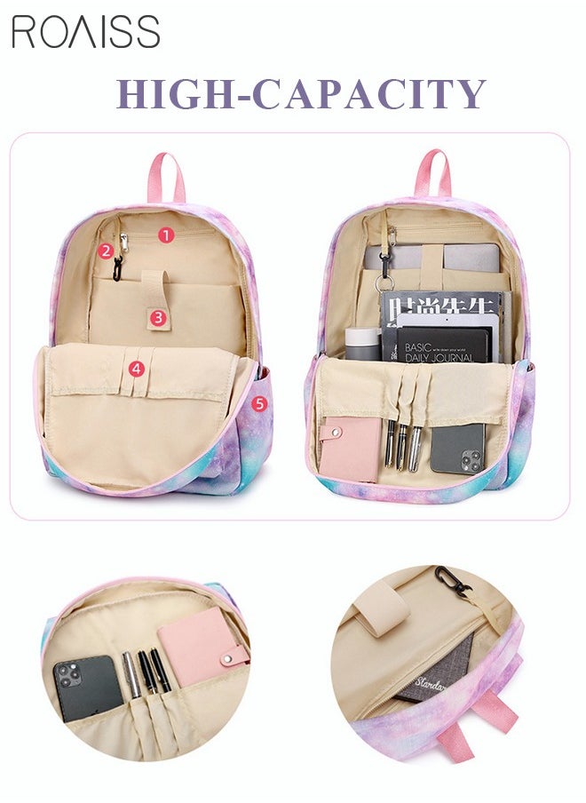 roaiss - 3PCS Stylish Girls School Backpack with Galaxy Print Fits 15 Inch Laptop Insulated Lunch Bag for Teens Boys and Kids Multicolor(School Bag + Lunch Box Bag + Pen Bag) - Image 1
