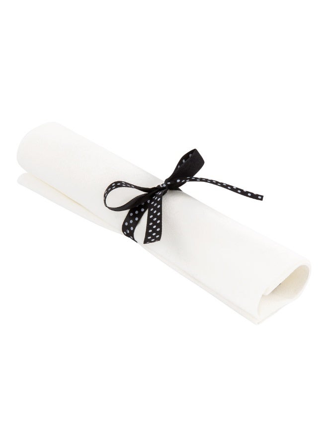 Restaurantware 7.3 Inch x 2 Inch Plastic Cutlery Sets, 100 Flatware Sets - Polka Dot Ribbon, With White Napkin, Individually Wrapped, Silver Plastic Disposable Cutlery Sets, For Weddings And Events  - Image 1
