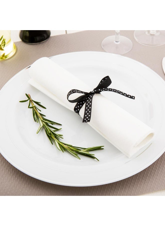 Restaurantware 7.3 Inch x 2 Inch Plastic Cutlery Sets, 100 Flatware Sets - Polka Dot Ribbon, With White Napkin, Individually Wrapped, Silver Plastic Disposable Cutlery Sets, For Weddings And Events  - Image 3