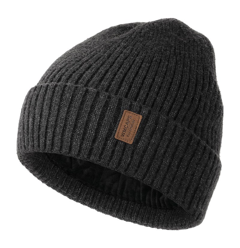 Wmcaps Warm Beanie for Men Women, Fleece Lined Beanie Warm Winter Caps Unisex Fashion Knit Cuffed Cap (Slate Gray) - Image 1