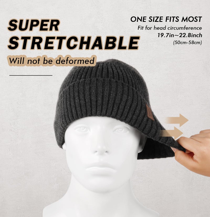 Wmcaps Warm Beanie for Men Women, Fleece Lined Beanie Warm Winter Caps Unisex Fashion Knit Cuffed Cap (Slate Gray) - Image 3