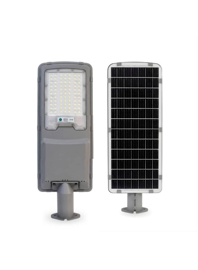 200W Integrated Solar Street Light with Motion Sensor & Radar, IP66 Waterproof Outdoor LED Security Light, Cool White Lighting with Mounting Arm - Image 1