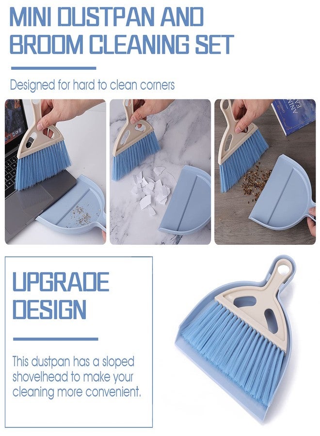 cobee Small Broom and Dustpan Cleaning Set, Mini Whisk Dustpan and Brush with Handle Portable Table Top Dust Pan Dining Table Crumb Sweeper Cleaning Tools with Soft Bristles for Housekeeping(Blue) - Image 2