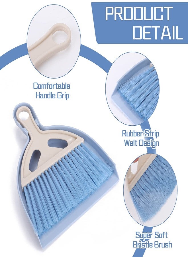 cobee Small Broom and Dustpan Cleaning Set, Mini Whisk Dustpan and Brush with Handle Portable Table Top Dust Pan Dining Table Crumb Sweeper Cleaning Tools with Soft Bristles for Housekeeping(Blue) - Image 4