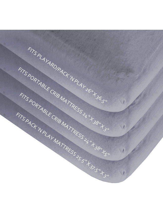 Biloban Pack And Play Sheets Fitted 2 Pack Portable Playard ; Mini Crib Sheets Ultra Soft Microfiber Pack N Play Sheet White & Grey Preshrunk - Image 5