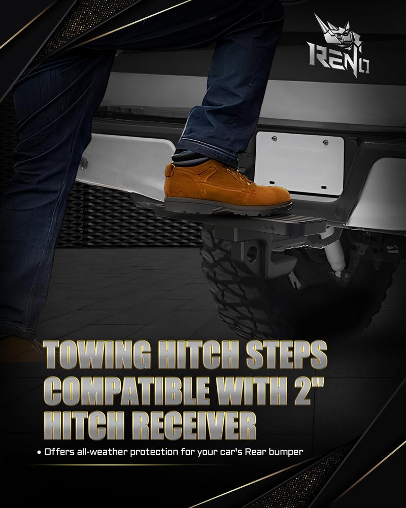 RENO Bumper Step with Slider, 2" Receiver Hitch Slider Skid Protection 45,000 lbs Fit for 3/4" D-Ring or Soft Shackle for Trucks Off-Road Vehicle Towing Recovery Hitch Protection (Aluminum, Black) - Image 3
