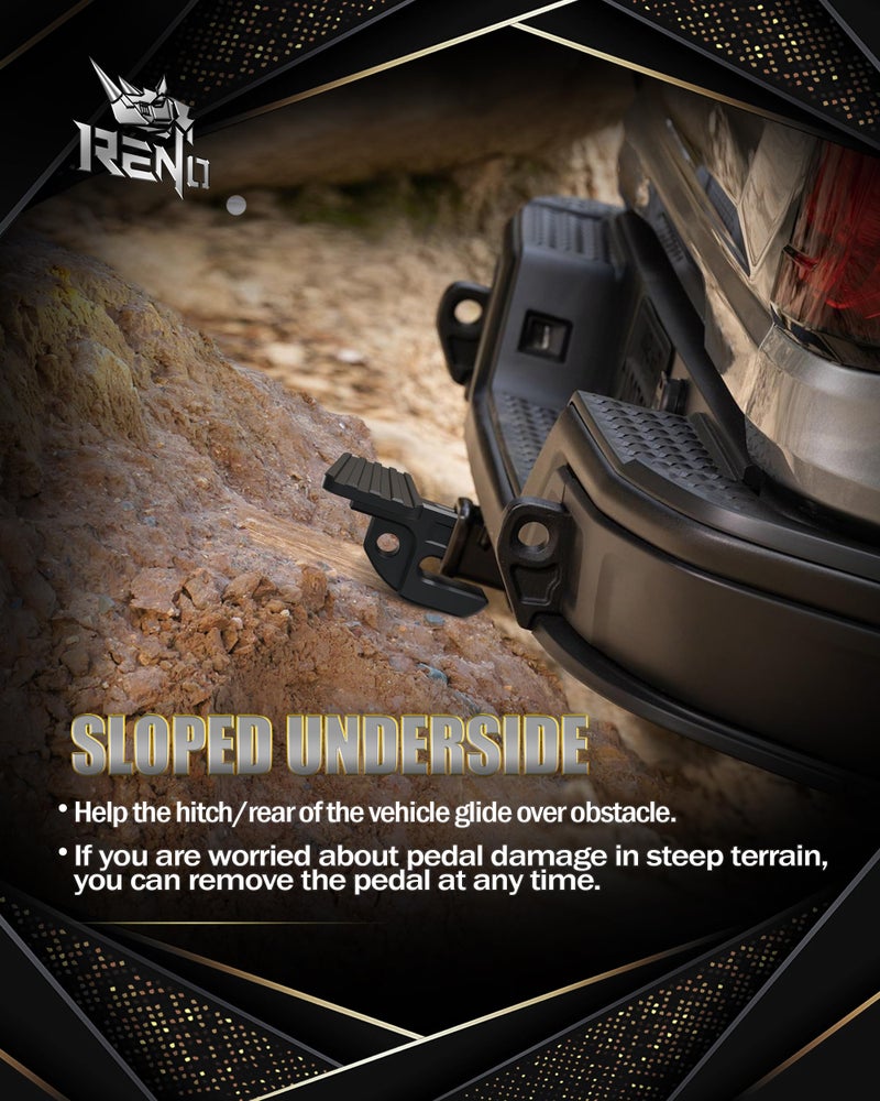 RENO Bumper Step with Slider, 2" Receiver Hitch Slider Skid Protection 45,000 lbs Fit for 3/4" D-Ring or Soft Shackle for Trucks Off-Road Vehicle Towing Recovery Hitch Protection (Aluminum, Black) - Image 2