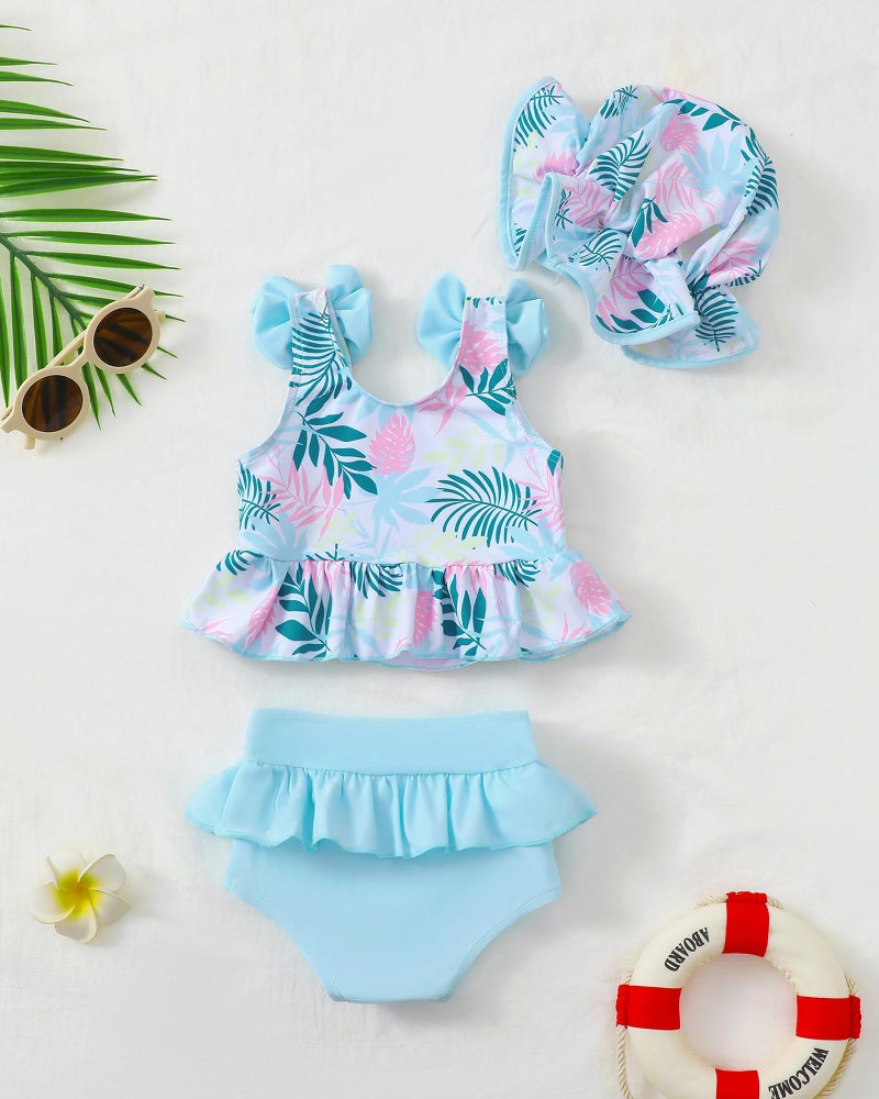 Mioglrie Toddler Swimsuit Girl 2t 3t Swimsuit Girls Toddler Bathing Suit Girl Beach Swim Suit Two Piece Blue Hawaiian Bikini Swimwear Tankini Set - Image 3