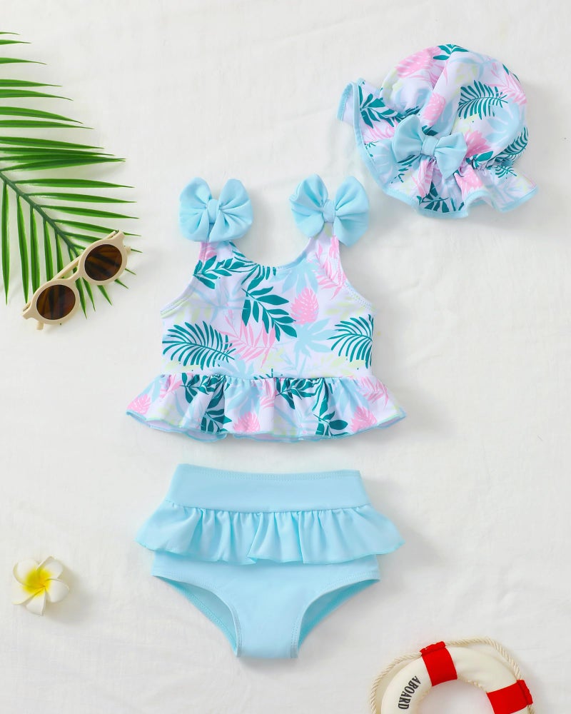 Mioglrie Toddler Swimsuit Girl 2t 3t Swimsuit Girls Toddler Bathing Suit Girl Beach Swim Suit Two Piece Blue Hawaiian Bikini Swimwear Tankini Set - Image 2