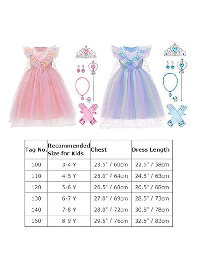 NIBEMINENT Frozen Princess Elsa Snow Queen Costume Snowflake Tulle Dress Cape With Accessories 68x68cm - Image 4