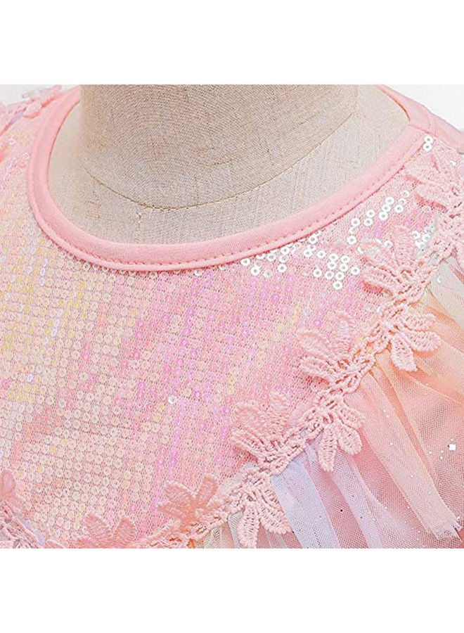 NIBEMINENT Frozen Princess Elsa Snow Queen Costume Snowflake Tulle Dress Cape With Accessories 68x68cm - Image 5