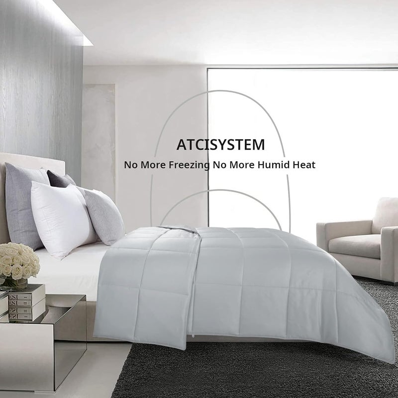 HOMBYS Lightweight Cooling Quilt Queen Size 100% Viscose Bamboo Shell Down Alternative Comforter Light Grey Soft Summer Blanket for Hot Sleepers 8 Corner Tabs - Image 3