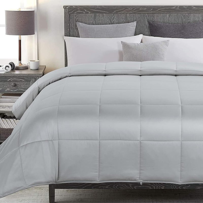 HOMBYS Lightweight Cooling Quilt Queen Size 100% Viscose Bamboo Shell Down Alternative Comforter Light Grey Soft Summer Blanket for Hot Sleepers 8 Corner Tabs - Image 4