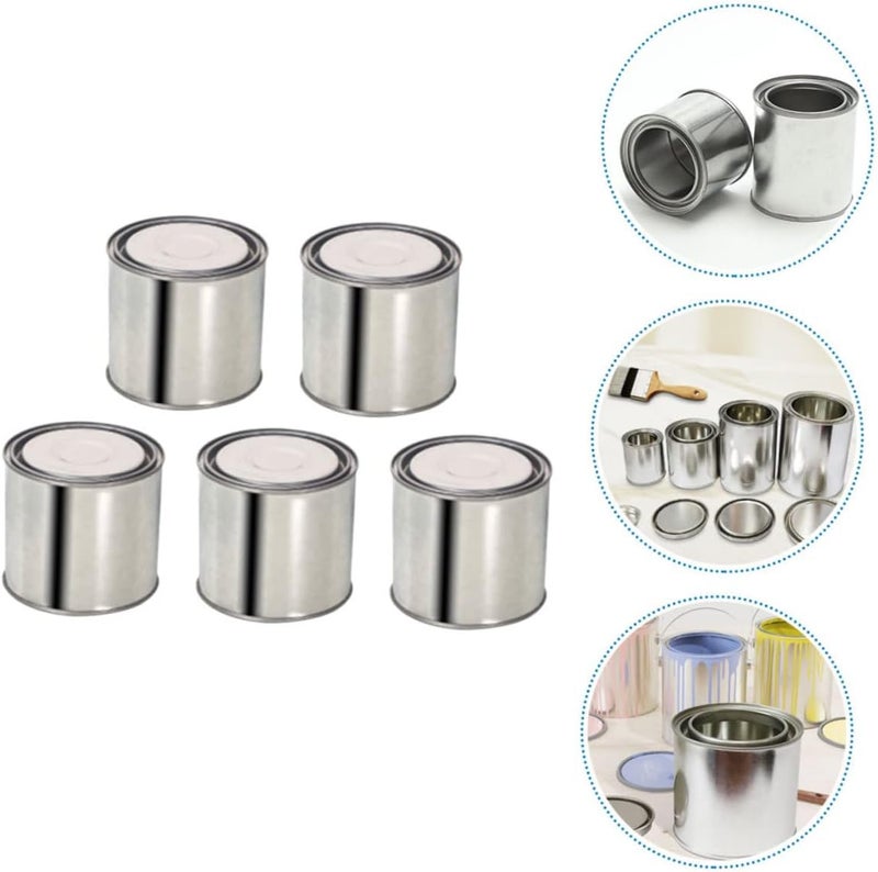 5Pcs Metal Paint Can Set Multipurpose Tinplate Oil Paint Containers Lids Handheld Sealing Buckets for Leftover Pigment Storage for DIY Projects - Image 3